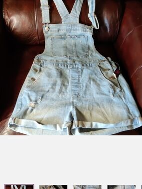 No Boundaries Light Blue Denim Short Overalls